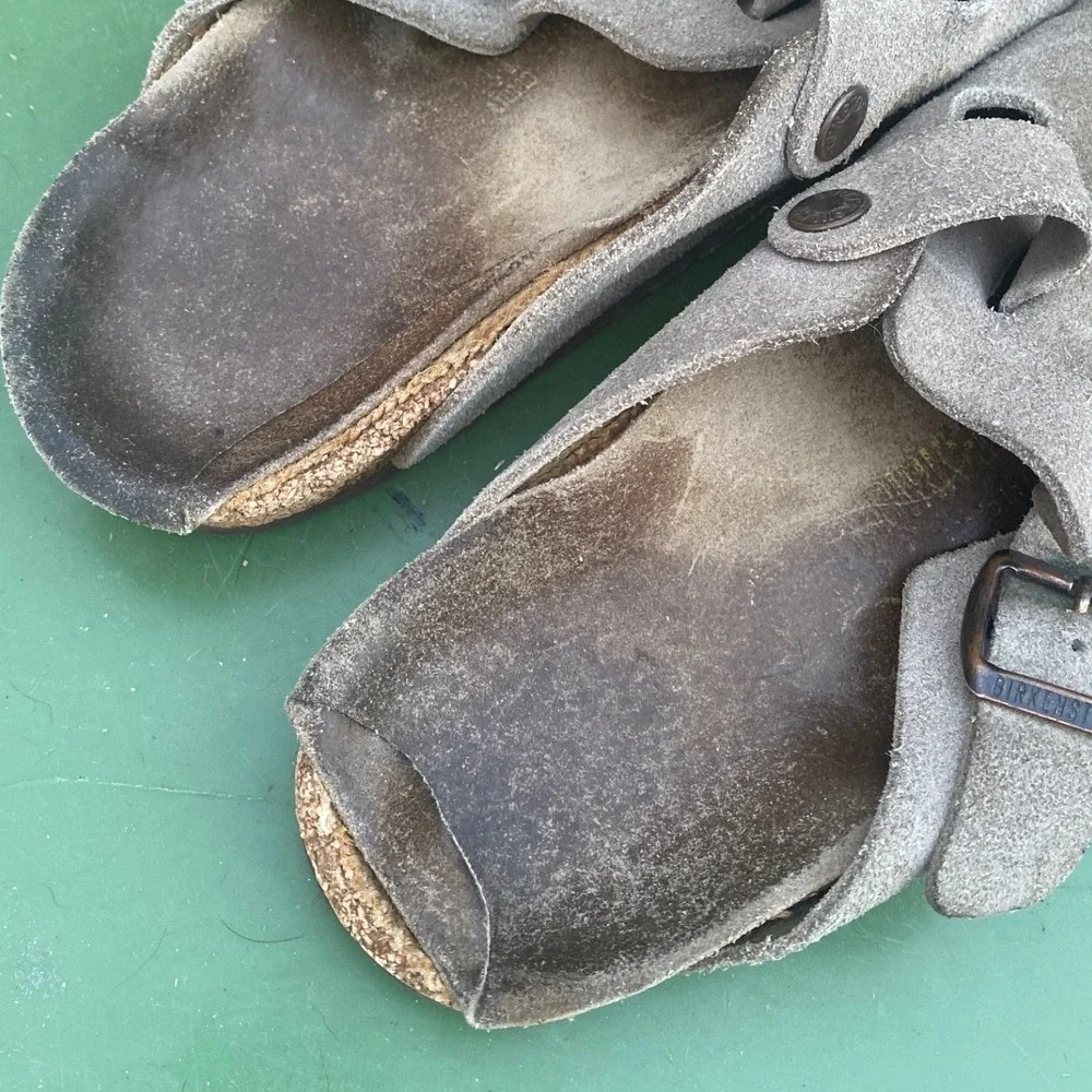 Birkenstock Boston Suede Clogs Taupe Mens Size‎ 41 M8 L10 Adjustable Strap
